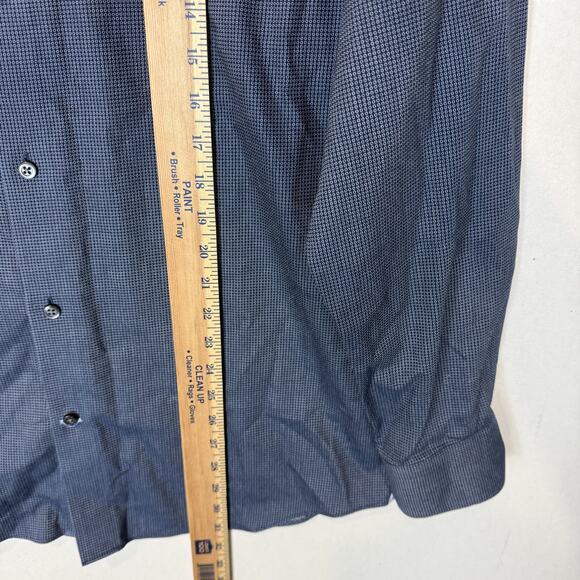 Banana Republic Shirt Men L Blue Small Dot Grant Fit Long Sleeve Button-Up - Picture 8 of 11